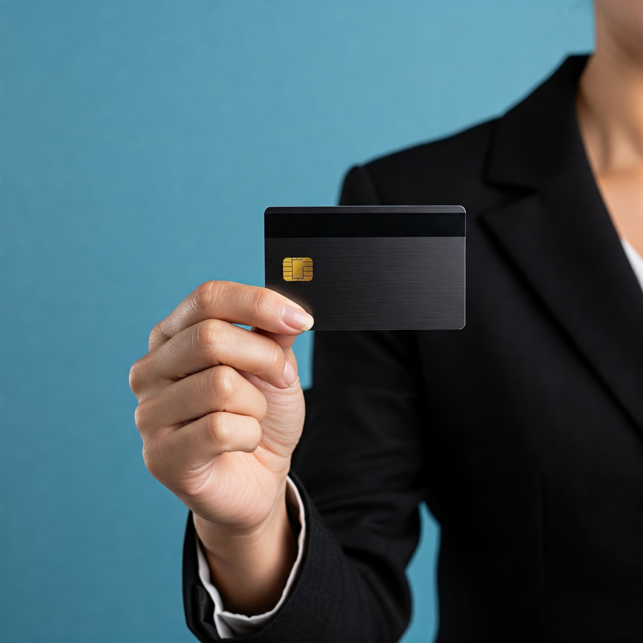 A hand holding a credit card.