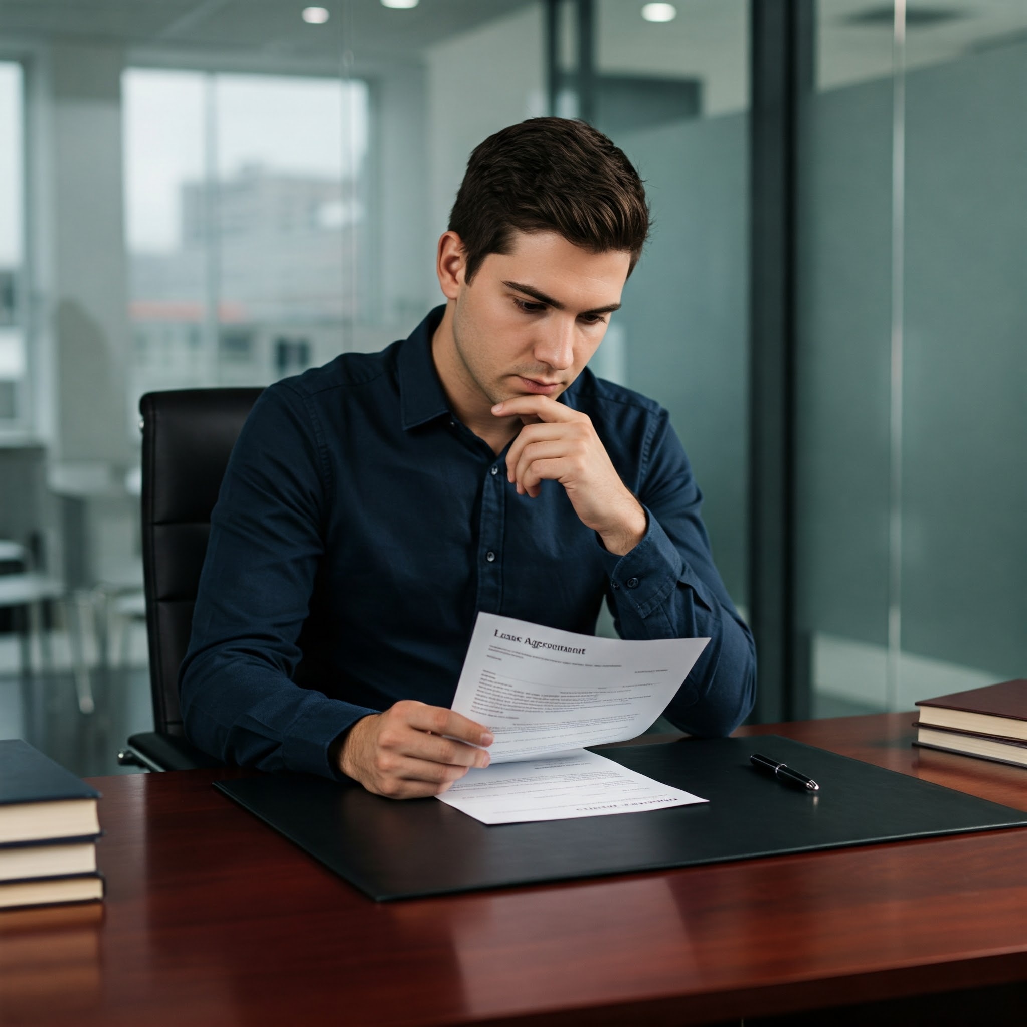 A person reviewing a lease agreement.